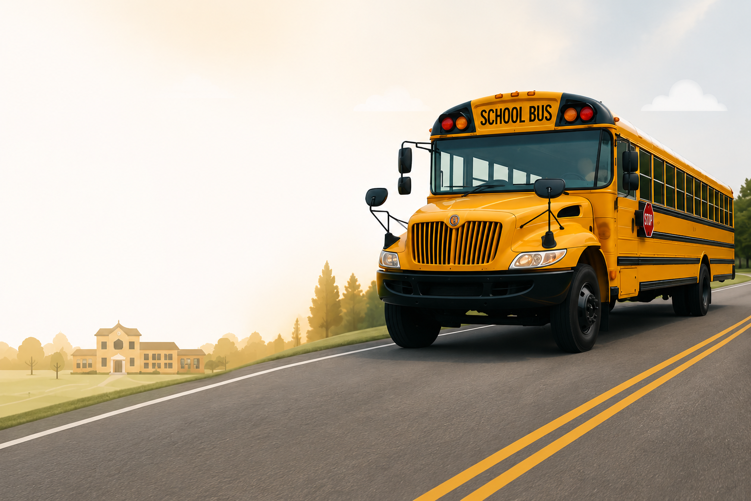 School bus on a suburban road